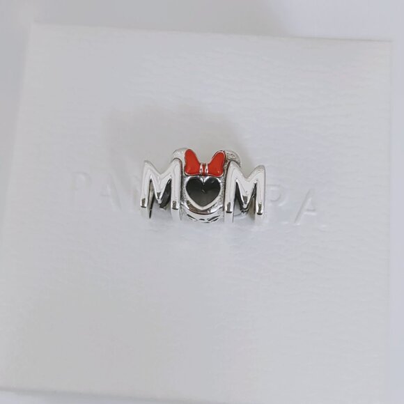 Pandora Minnie Mouse Bow & Mum Charm 925 Sterling Silver Bracelet Pendant - Picture 8 of 9